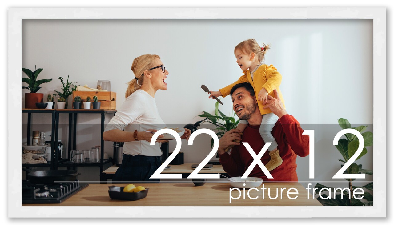22x12 Solid Wood Picture Frame with UV-Resistant Acrylic & Acid-Free Backing, Available in 6 Finishes: Matte Black, Matte White, Metallic Bronze, Silver, Natural Wood Grain & Mahogany